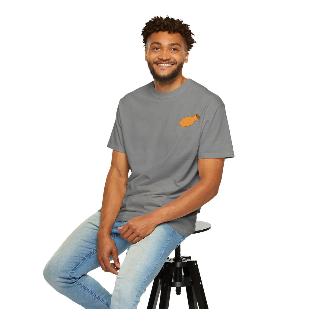 T-Shirt — "Pour It Out" Gray Garment-Dyed Tee with Alabaster Box Graphic